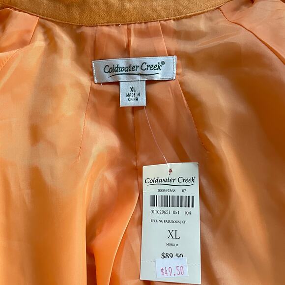 NWT Coldwater Creek Linen Blazer 3/4 Sleeves Pastel Tangerine Lagenlook SZ XL - Picture 5 of 8
